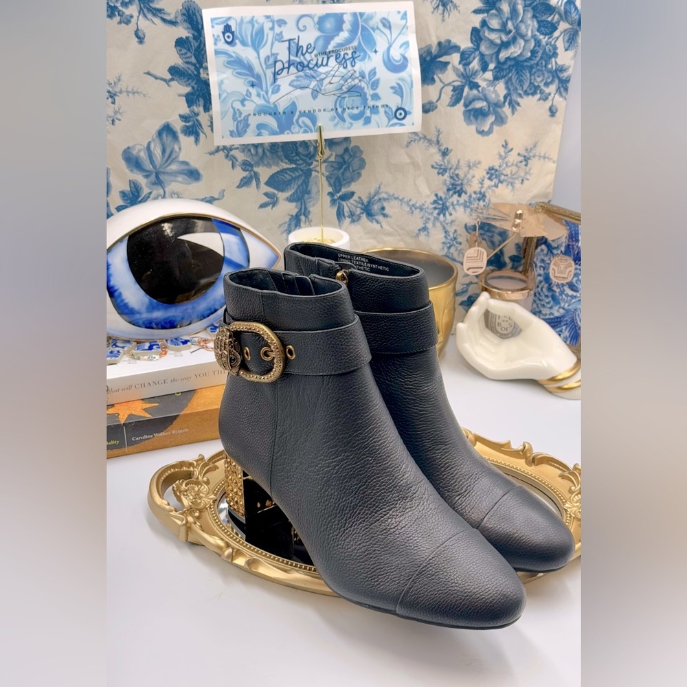 🆕 KURT GEIGER LONDON 🧿 NWOT Mayfair 55 Ankle Boot Boot, Black Gold, Sz 41 US10 - Picture 3 of 16